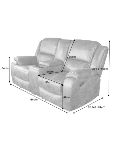 Fauteuil de cinéma 2 places relax cuir écologique noir Cannes 2