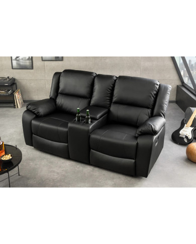 Fauteuil de cinéma 2 places relax cuir écologique noir Cannes 2