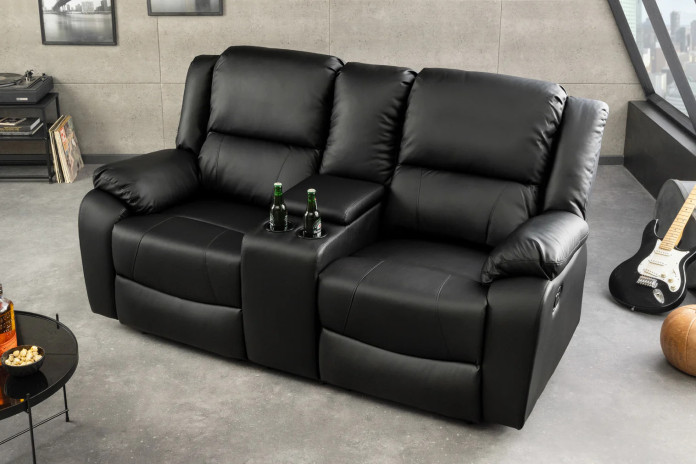 Fauteuil de cinéma 2 places relax cuir écologique noir Cannes 2