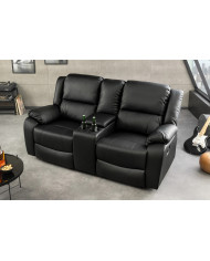 Fauteuil de cinéma 2 places relax cuir écologique noir Cannes 2