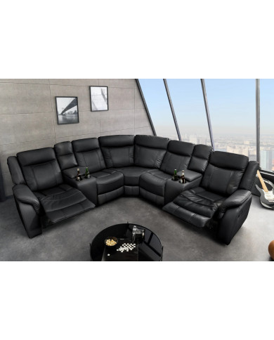 Fauteuil de cinéma 5 places relax cuir écologique noir Cannes 5