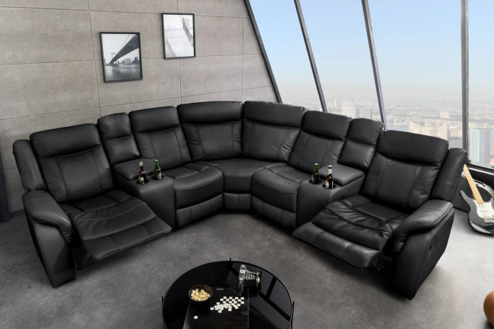 Fauteuil de cinéma 5 places relax cuir écologique noir Cannes 5