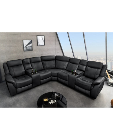 Fauteuil de cinéma 5 places relax cuir écologique noir Cannes 5