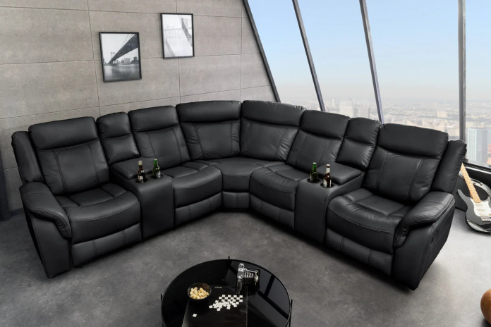 Fauteuil de cinéma 5 places relax cuir écologique noir Cannes 5