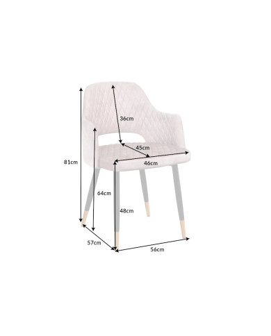 Chaise avec accoudoirs en velours à matelassage décoratif PARIS