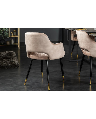 Chaise avec accoudoirs en velours à matelassage décoratif PARIS