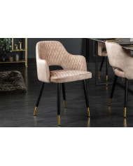 Chaise avec accoudoirs en velours à matelassage décoratif PARIS