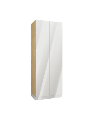 Armoire penderie et étagères avec tiroirs 90 cm blanc brillant Ambiance