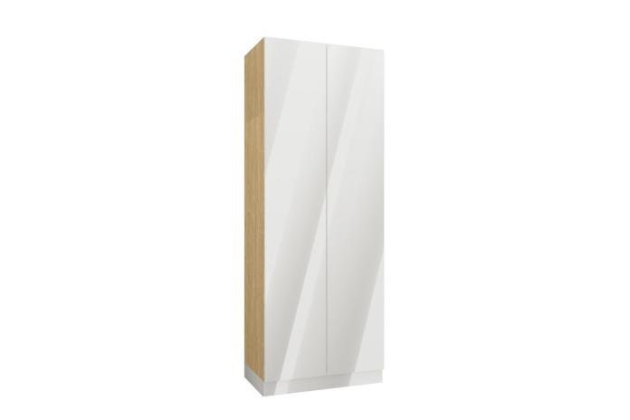 Armoire penderie et étagères avec tiroirs 90 cm blanc brillant Ambiance
