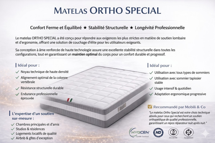 Matelas Orthopédique : H4  Maintien ferme & durable | Mobili & Co