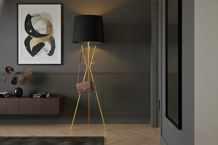 Lampadaire Portant DRESS-CODE 175cm Or et Noir | Mobili & Co