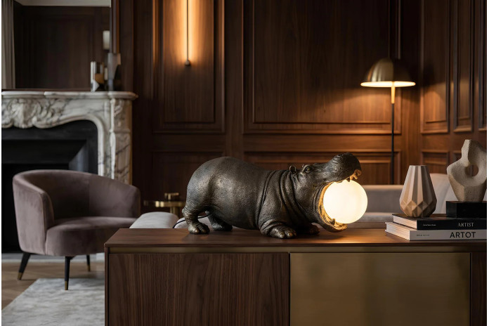 Lampe de Table Industrielle STUDIO Noir & Argent 40cm