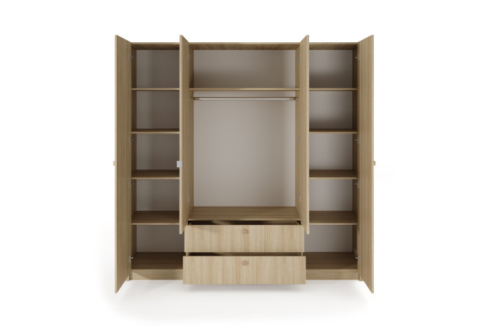 Armoire KYOTO 213 cm Japandi | Bois Clair & Bords Arrondis | Mobili & Co
