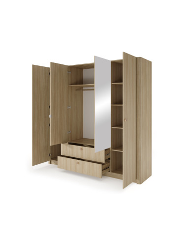 Armoire KYOTO 213 cm Japandi | Bois Clair & Bords Arrondis | Mobili & Co