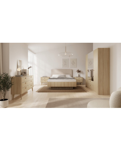 Armoire KYOTO 213 cm Japandi | Bois Clair & Bords Arrondis | Mobili & Co