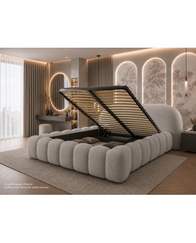 Lit Coffre Orlando Design | Sommier+Coffre Rangement Inclus | Altera Mobilier