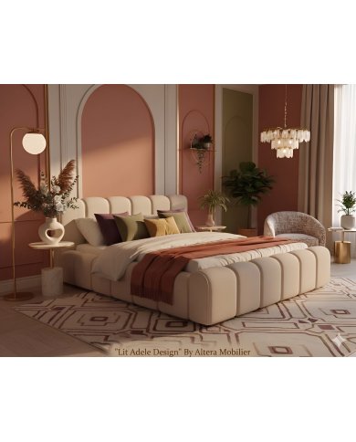 Lit Coffre Adele Design | Sommier+Coffre Rangement Inclus | Altera Mobilier