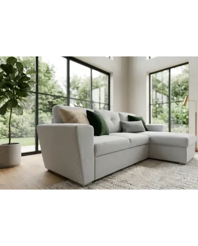 Canapé convertible beige 245 cm avec rangement MALO