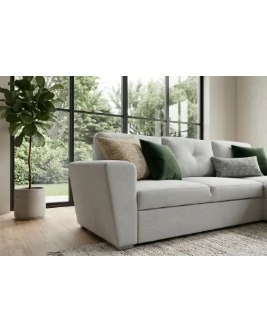 Canapé convertible beige 245 cm avec rangement MALO