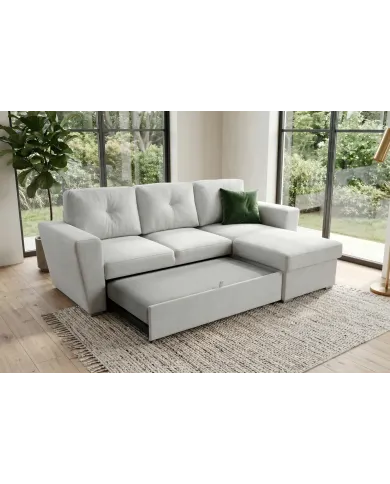 Canapé convertible beige 245 cm avec rangement MALO