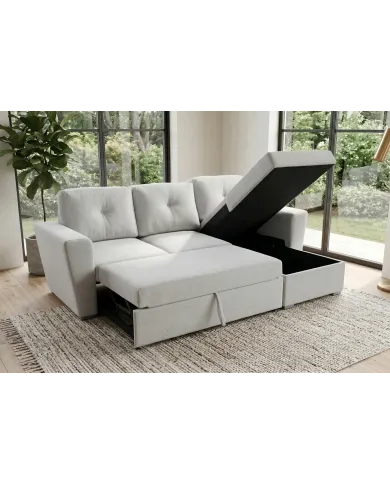 Canapé convertible beige 245 cm avec rangement MALO
