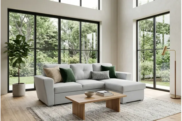 Canapé convertible beige 245 cm avec rangement MALO