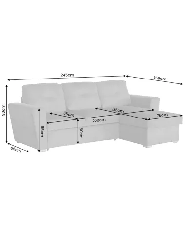 Canapé convertible gris foncé 245 cm avec rangement MALO