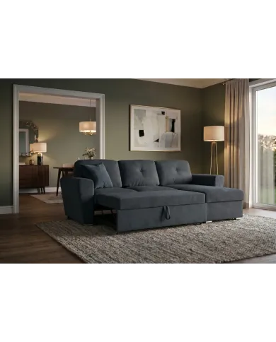 Canapé convertible gris foncé 245 cm avec rangement MALO