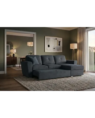 Canapé convertible gris foncé 245 cm avec rangement MALO