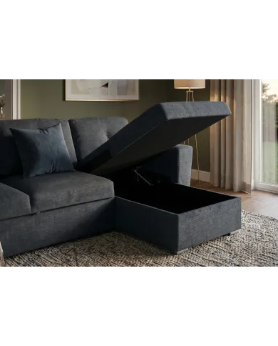 Canapé convertible gris foncé 245 cm avec rangement MALO
