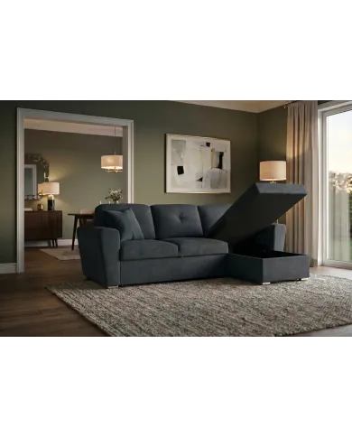 Canapé convertible gris foncé 245 cm avec rangement MALO