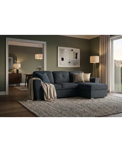Canapé convertible gris foncé 245 cm avec rangement MALO
