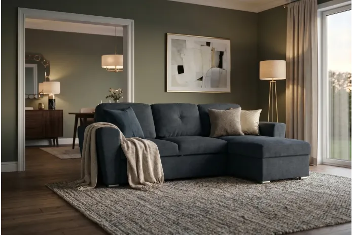 Canapé convertible gris foncé 245 cm avec rangement MALO