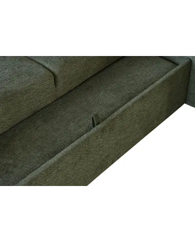Canapé convertible vert 245 cm avec rangement MALO