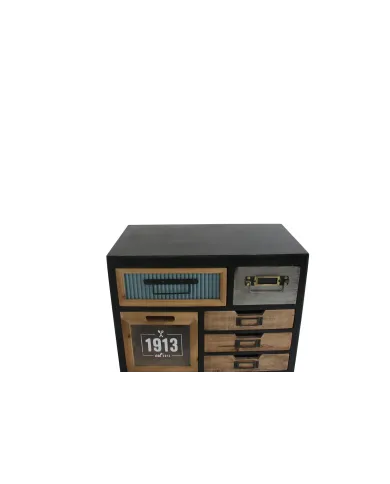 Chiffonnier industriel pin et métal 95 cm OFFICINE