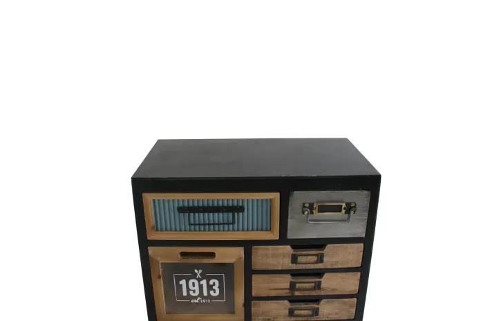 Chiffonnier industriel pin et métal 95 cm OFFICINE