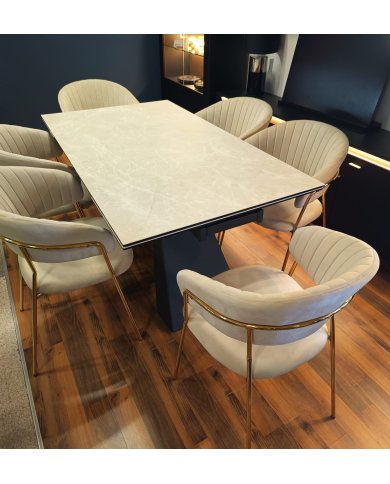 Table Extensible SALVADORE Céramique Diamond Cream 160-240cm