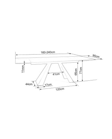 Table Extensible SALVADORE Céramique Diamond Cream 160-240cm