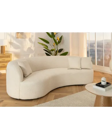 Canapé Arrondi HORIZON Bouclette Beige 229cm