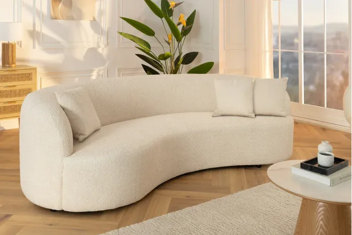 Canapé Arrondi HORIZON Bouclette Beige 229cm