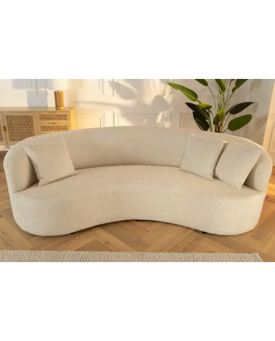 Canapé Arrondi HORIZON Bouclette Beige 229cm