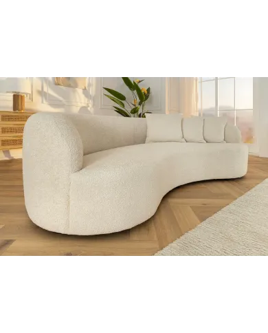 Canapé Arrondi HORIZON Bouclette Beige 229cm