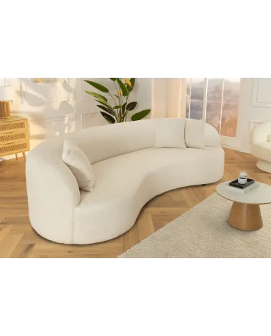 Canapé Arrondi HORIZON Bouclette Beige 229cm