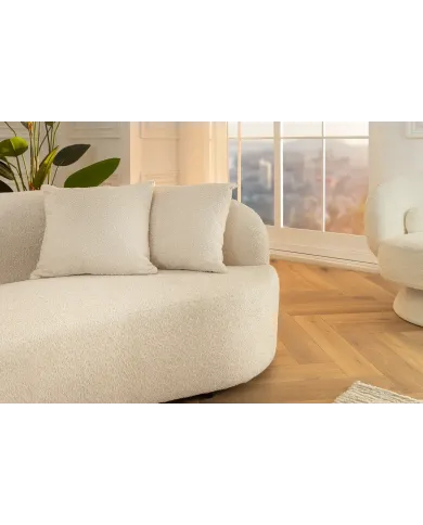 Canapé Arrondi HORIZON Bouclette Beige 229cm