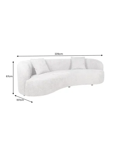 Canapé Arrondi HORIZON Bouclette Beige 229cm