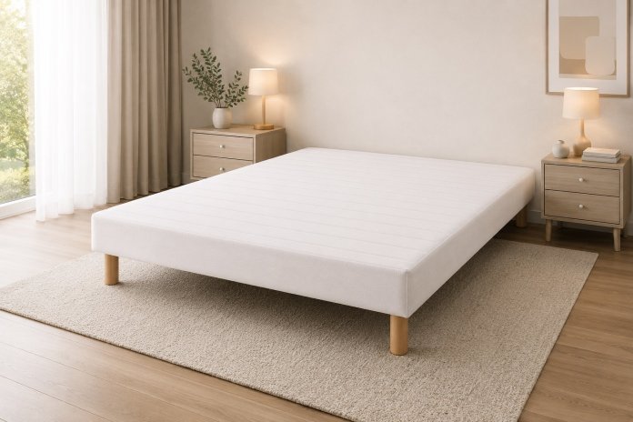 Sommier Tapissier Blanc Lattes Fixes bois Massif | Altera Mobilier