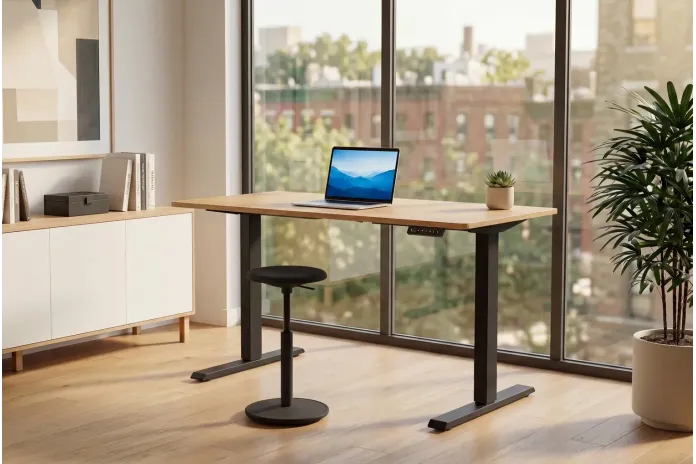 Bureau Assis-Debout Électrique Chêne et Métal 120x60 cm - UP WOOD | Mobili & Co