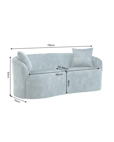 Canapé 2 Places 180 cm en Velours Bleu Pétrole - MILANO | Mobili & Co