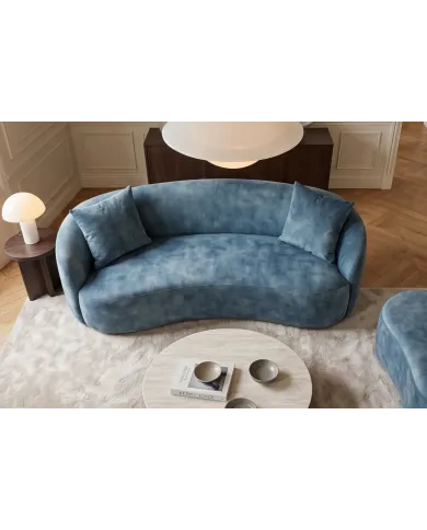 Canapé 2 Places 180 cm en Velours Bleu Pétrole - MILANO | Mobili & Co