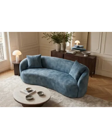 Canapé 2 Places 180 cm en Velours Bleu Pétrole - MILANO | Mobili & Co